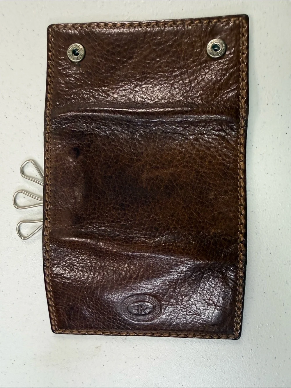 Francesco Remolo Italian Brown Genuine Leather Tri-fold Key Wallet Holder Hook